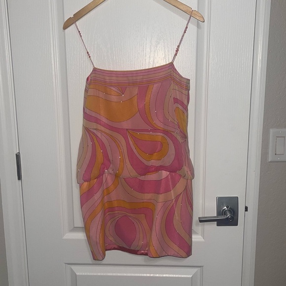 NEW LAUNDRY BY SHELLI SEGAL Colorful Pink Swirl Pattern Embellished Pucci Bead 4 - Picture 5 of 7